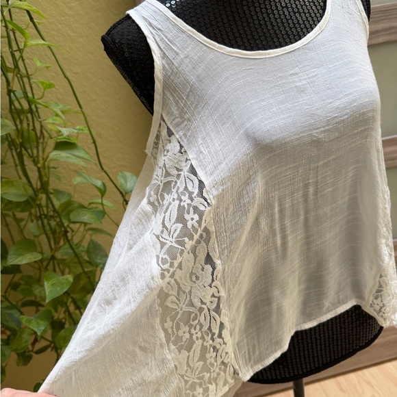 Fashionomics Boho Lace High Low Tank Top Size S - Picture 4 of 6